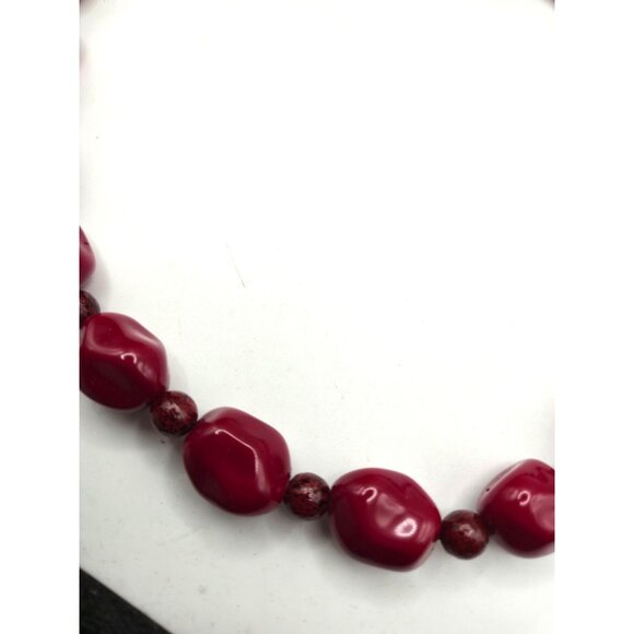 Joan Rivers Red Nugget Bead Necklace Gold Tone Signed Boxed Classic Collection - Picture 4 of 6